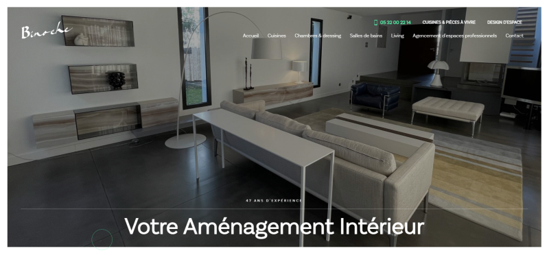 exemple de page d'accueil pour site web cuisiniste à Tarbes