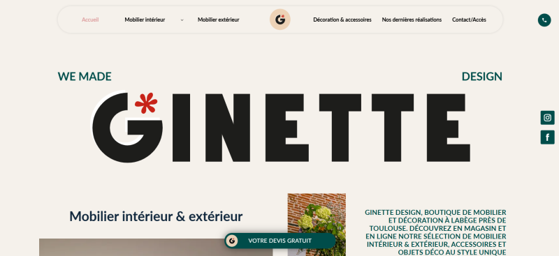 Création du site internet de Ginette Design Toulouse