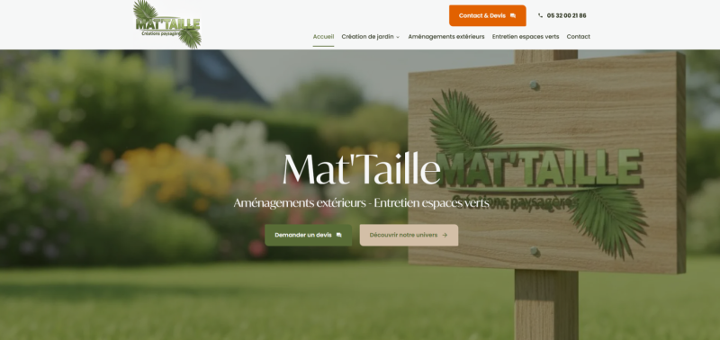 Agence web pour la création d'un site web pour Mat'Taille, jardinier paysagiste à Muret près de Toulouse