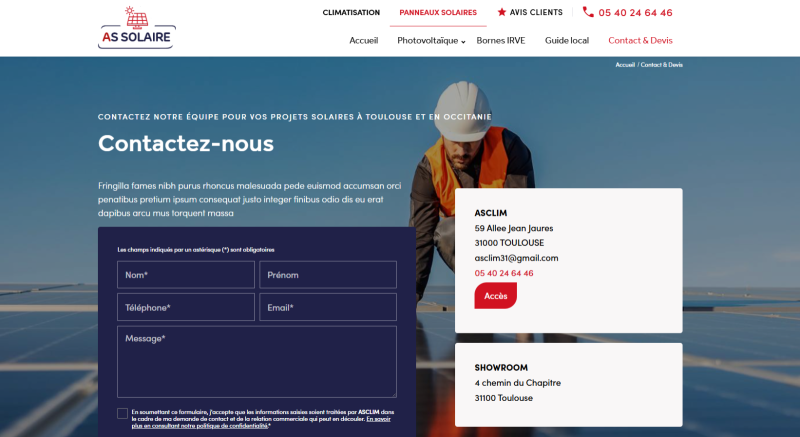 Agence web pour une création de site internet pour un expert en panneaux solaires résidentiels à Toulouse – AS Solaire