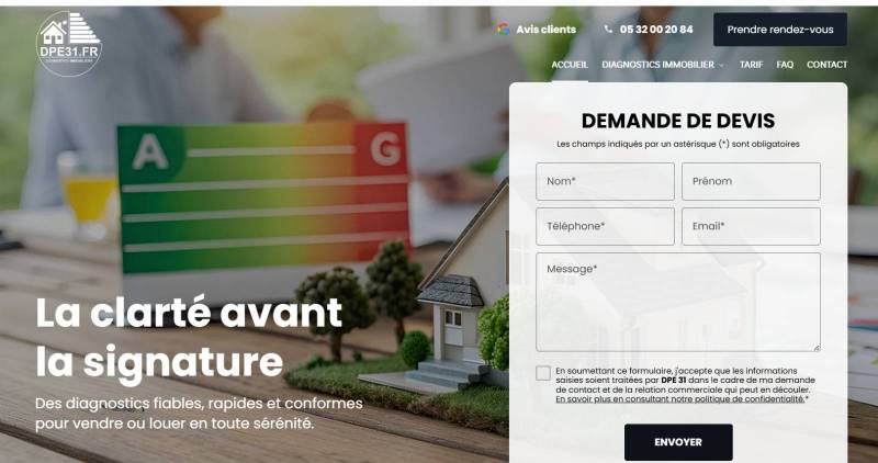 Agence web pour un professionnel du DPE et diagnostics réglementaires à Toulouse – DPE 31